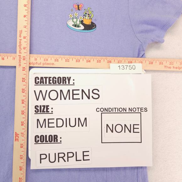 Alab Casual Long Sleeve Crew Neck Graphic T Shirt Womens Size Medium M Purple - Picture 7 of 9